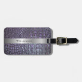 紫色の爬虫性デジタルレザーシルバーメタル ラゲッジタグ (正面横)