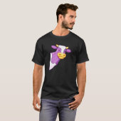 紫色の牛ののぞき見 牛 Tシャツ (正面フル)
