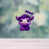 紫色の牛のオーバーサイズTシャツ アクリルサイン (ニュートラル)