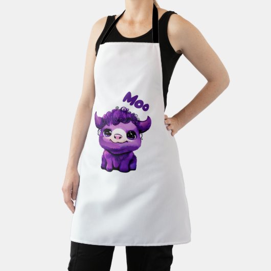 紫色の牛のオーバーサイズTシャツ エプロン (インサイチュ)