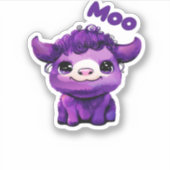 紫色の牛のオーバーサイズTシャツ シール (正面)