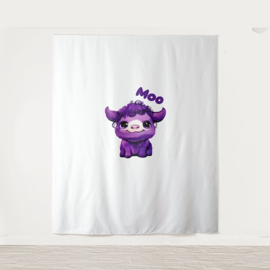 紫色の牛のオーバーサイズTシャツ タペストリー (正面)