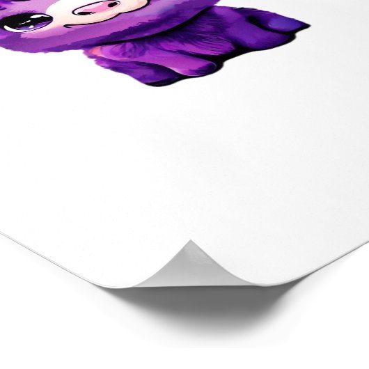 紫色の牛のオーバーサイズTシャツ ポスター (角)