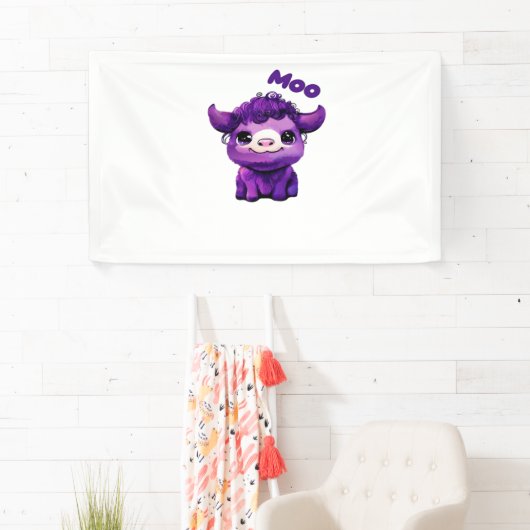 紫色の牛のオーバーサイズTシャツ 横断幕 (インサイチュ)