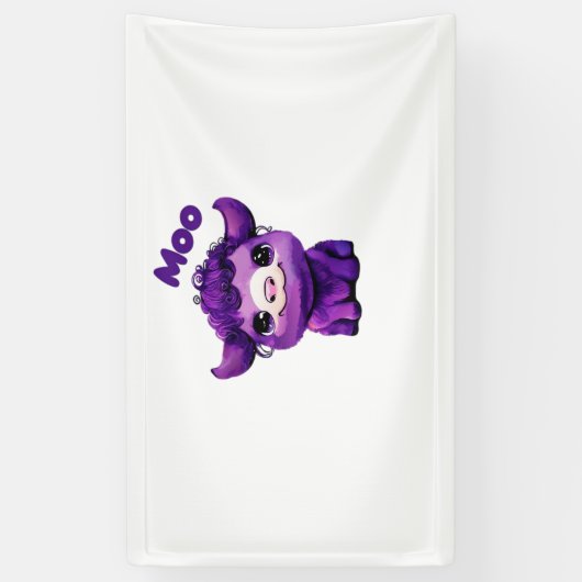 紫色の牛のオーバーサイズTシャツ 横断幕 (縦)