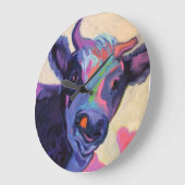 紫色の牛時計 ラージ壁時計 (傾斜)