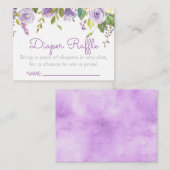 紫色の牡丹おむつラッフルチケットインサート エンクロージャーカード (正面/裏面)