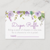 紫色の牡丹おむつラッフルチケットインサート エンクロージャーカード (正面)