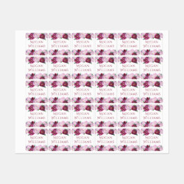 紫色の牡丹のフローラパーソナライズされた名衣類 ラベル