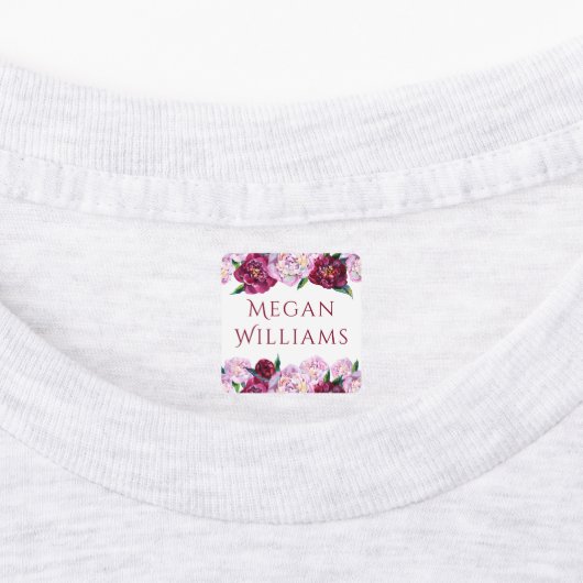 紫色の牡丹のフローラパーソナライズされた名衣類 ラベル (貼付)