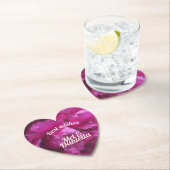 紫色の牡丹の結婚式パーティーのバレンタインハート ペーパーコースター (インサイチュ)