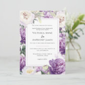 紫色の牡丹モダンフローラ結婚ズ 招待状 (スタンド正面)