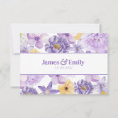 紫色の牡丹ロマンスウェディングRSVPカード 出欠カード (裏面)