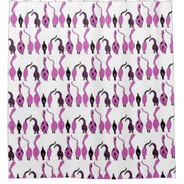 紫色の猫のお尻パターン シャワーカーテン