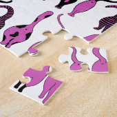 紫色の猫のお尻パターン ジグソーパズル (側面)