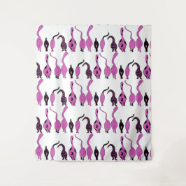 紫色の猫のお尻パターン タペストリー