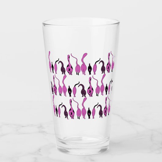 紫色の猫のお尻パターン タンブラーグラス (正面)