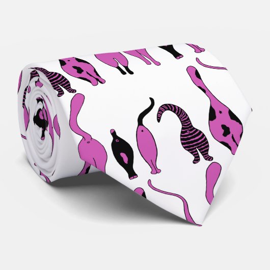 紫色の猫のお尻パターン ネクタイ (ロール)