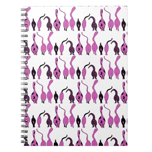 紫色の猫のお尻パターン ノートブック (正面)