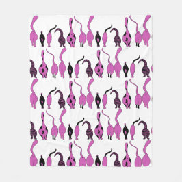 紫色の猫のお尻パターン フリースブランケット