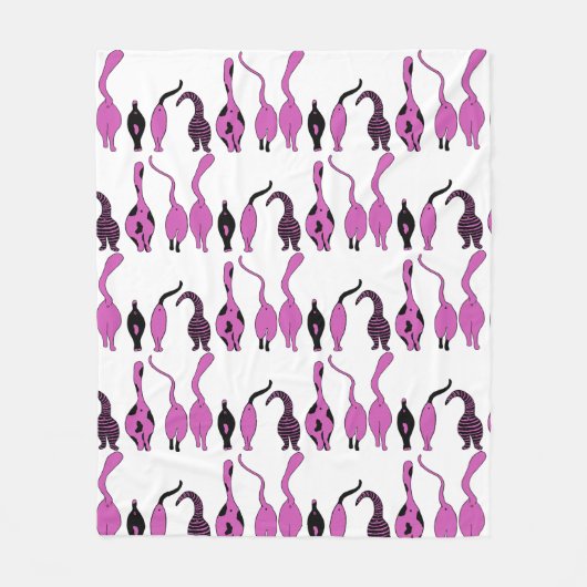 紫色の猫のお尻パターン フリースブランケット (正面)