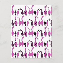 紫色の猫のお尻パターン ポストカード