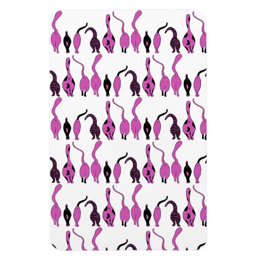 紫色の猫のお尻パターン マグネット (縦)