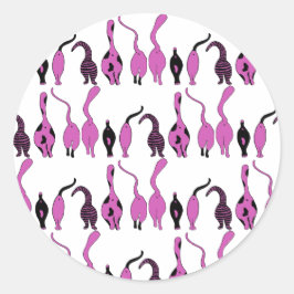 紫色の猫のお尻パターン ラウンドシール