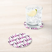 紫色の猫のお尻パターン ラウンドペーパーコースター (インサイチュ)