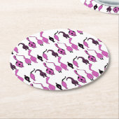 紫色の猫のお尻パターン ラウンドペーパーコースター (アングル)