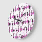 紫色の猫のお尻パターン ラージ壁時計 (傾斜)