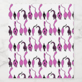 紫色の猫のお尻パターン ワインラベル (シングルラベル)