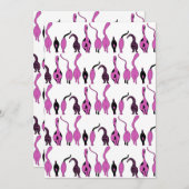 紫色の猫のお尻パターン 招待状 (正面/裏面)