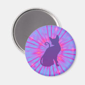 紫色の猫マグネット マグネット (正面/裏面)