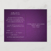 紫色の王室のストリングライトウェディングRSVP インビテーションポストカード (裏面)