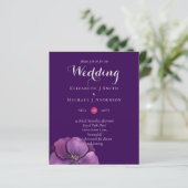 紫色の王朝の暗いフローラ予算の結婚式の招待 (スタンド正面)
