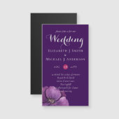 紫色の王朝の暗いフローラ予算の結婚式の招待 (正面/裏面)