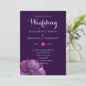 紫色の王朝の暗いフローラ予算の結婚式の招待 (スタンド正面)