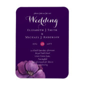 紫色の王朝の暗いフローラ予算の結婚式の招待 マグネット (縦)