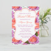 紫色の珊瑚のバラブライダルかベビーシャワーの招待 招待状 (スタンド正面)