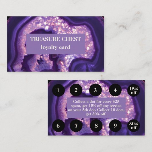 紫色の瑪瑙のロイヤリティはカードに報酬を与えます ロイヤリティカード (正面/裏面)