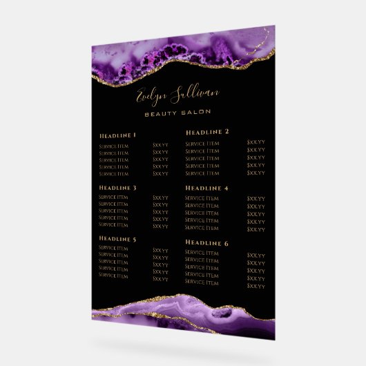 紫色の瑪瑙の価格表 アクリルサイン (傾斜)