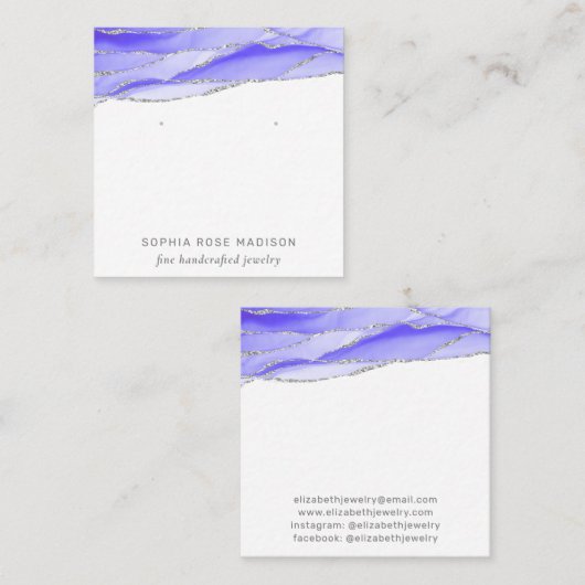 紫色の瑪瑙の水カラージュエリー表示 スクエア名刺 (正面/裏面)