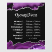 紫色の瑪瑙の開館時間ウィンドウにしがみつく ウィンドウサイン (シート)