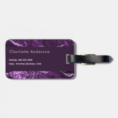 紫色の瑪瑙グリッターピンクの大理石名金ゴールド ラゲッジタグ (裏面横)