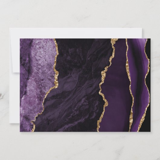 紫色の瑪瑙スクリプトウェディング日付を保存 セーブザデート (裏面)