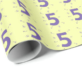 紫色の番号年齢5 5黄色のラッピング紙 ラッピングペーパー (ロールコーナー)