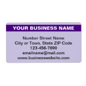 紫色の発送ラベルにハイライトされたビジネス名 ラベル (正面)