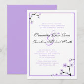 紫色の白いさくらんぼ花カスタムウェディング 招待状 (正面/裏面)