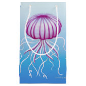 紫色の白いクラゲのタイプくらげのギフトバッグ スモールペーパーバッグ (正面)